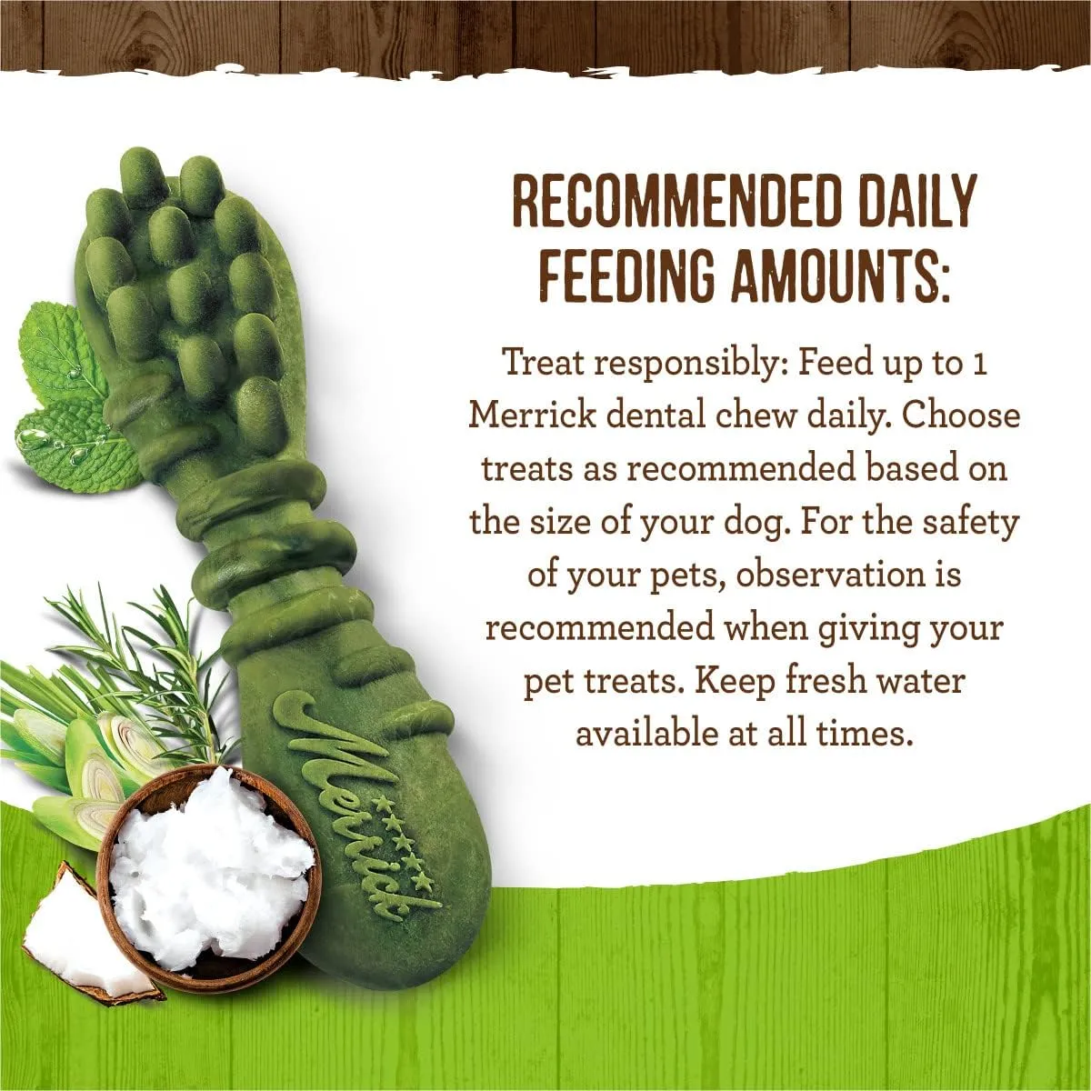 Merrick Fresh Kisses Natural Dental Chews Infused With Coconut And Botanical Oils For Large Dogs Over 50 Lbs - 16 ct. Box