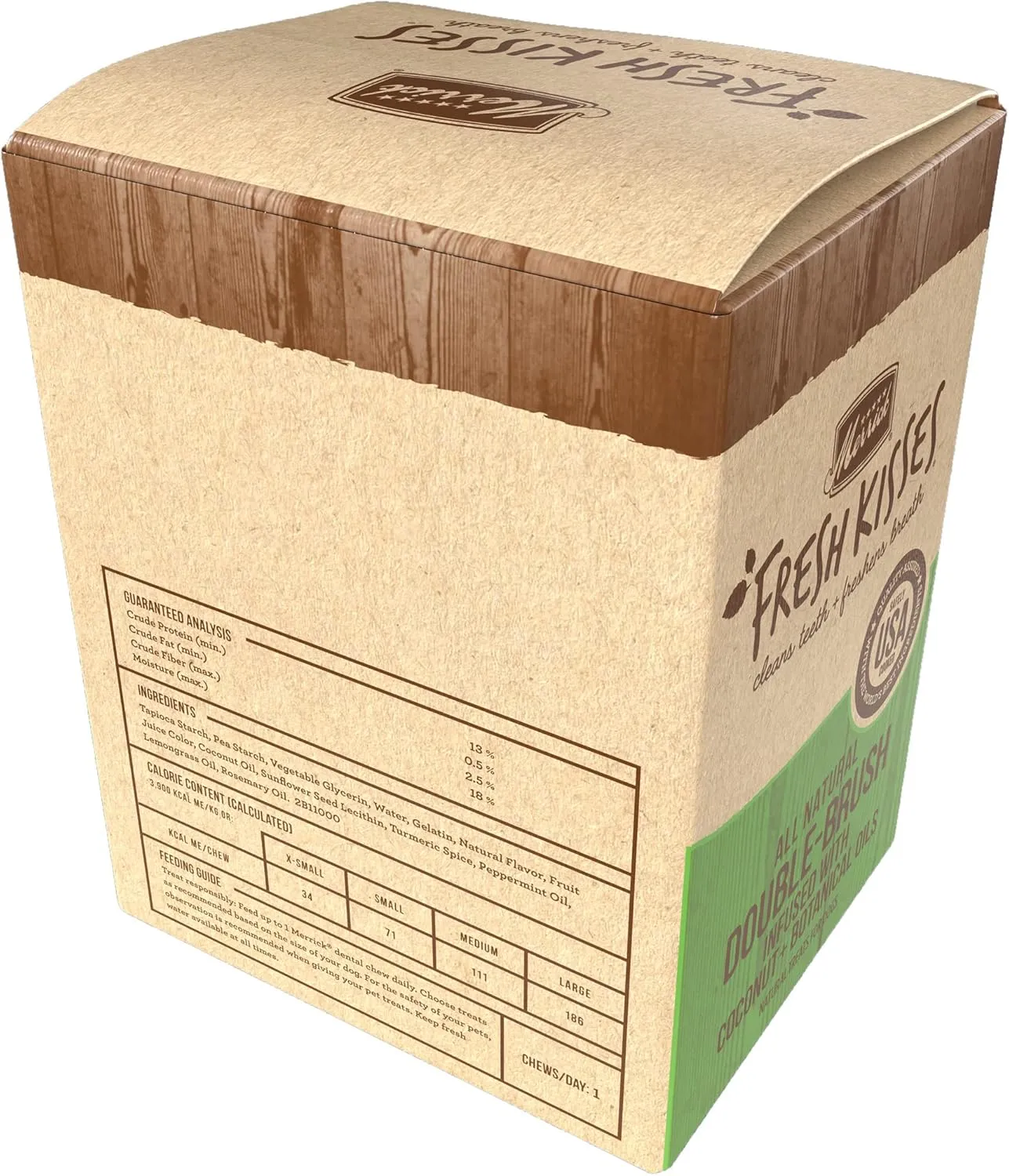 Merrick Fresh Kisses Natural Dental Chews Infused With Coconut And Botanical Oils For Large Dogs Over 50 Lbs - 22 ct. Box