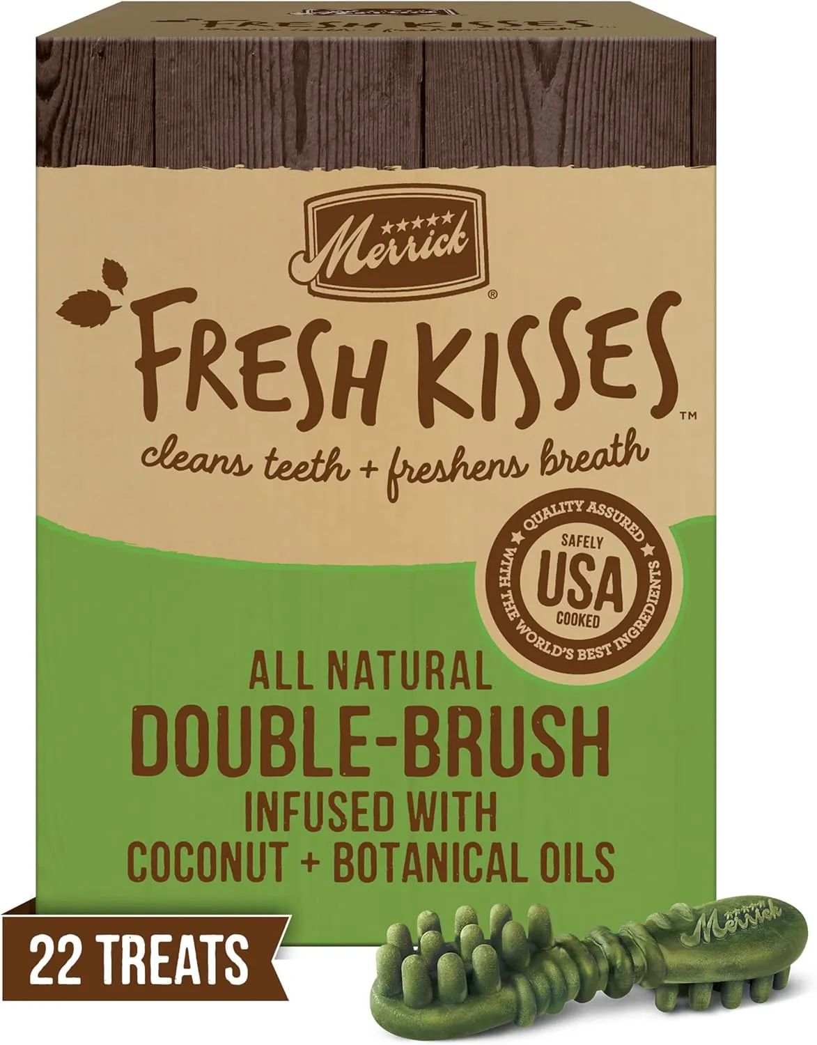 Merrick Fresh Kisses Natural Dental Chews Infused With Coconut And Botanical Oils For Large Dogs Over 50 Lbs - 22 ct. Box