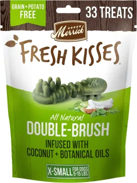 Merrick Fresh Kisses Natural Dental Chews Infused With Coconut And Botanical Oils For Tiny Dogs 5-15 Lbs - 33 ct. Bag