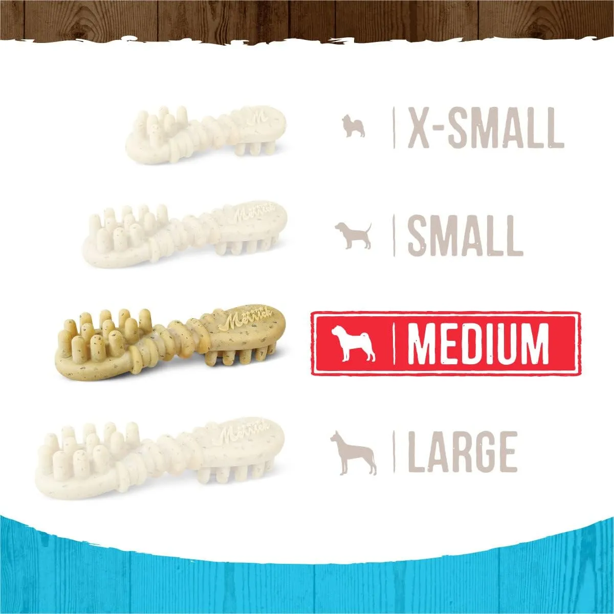 Merrick Fresh Kisses Natural Dental Chews Toothbrush Shape Treat Infused With Real Mint Medium Dogs - 30 ct. Box