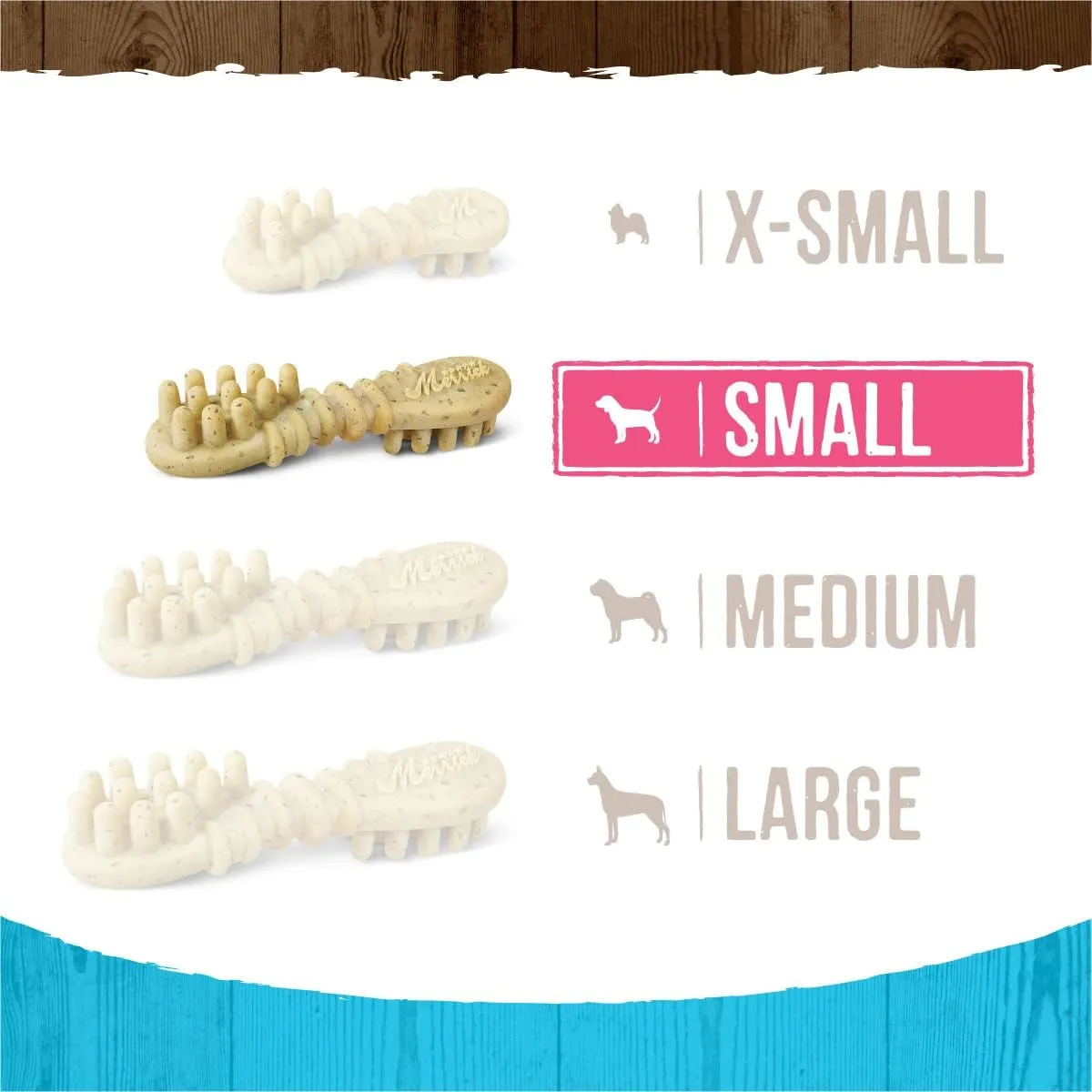 Merrick Fresh Kisses Natural Dental Chews, Toothbrush Treat Shape Infused With Real Mint, Small Dogs 15-25 Lbs - 36 ct. Box