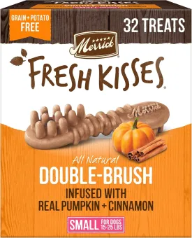 Merrick Fresh Kisses Natural Dental Chews, Treats Infused with Pumpkin and Cinnamon for Small Dogs 15-25 Lbs - 20 oz. Bag