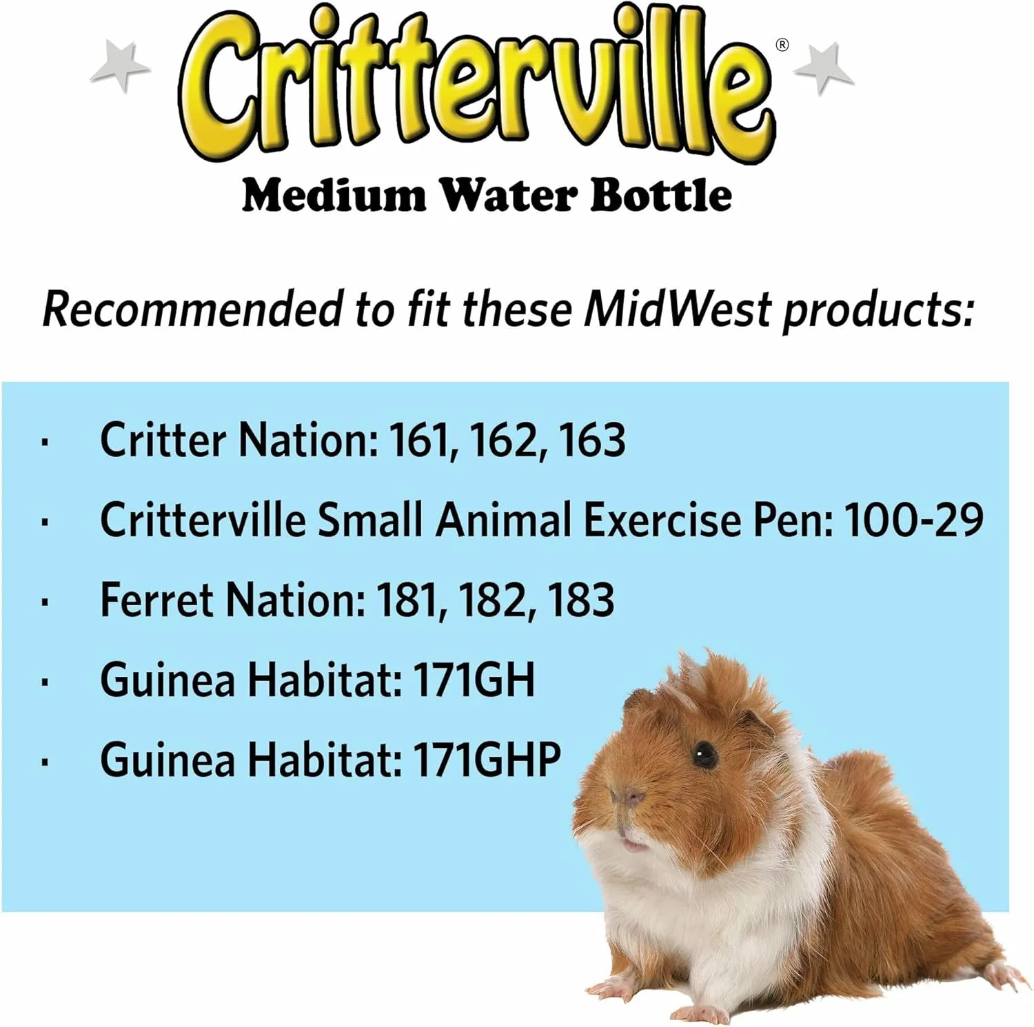 MidWest Homes for Pets Medium Animal Water Bottle | Ideal for Hamsters, Mice, Guinea Pigs & Rabbits, Medium Water Bottle | Guinea Pig 10.14 oz.