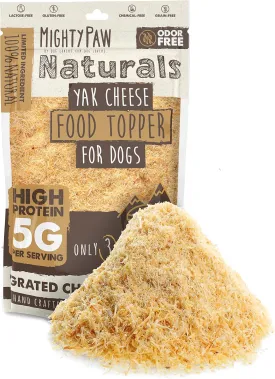 Mighty Paw Yak Cheese Food Topper - Grated Cheese Dog Food Enhancer for Picky Eaters - A Suitable Chicken Free Topper and Enhancer for Wet and Dry Dog - Appetite Stimulant