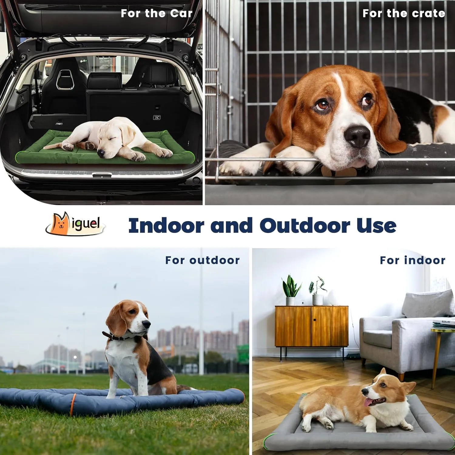 Miguel Oxford 900D Outdoor Waterproof Dog Bed for Metal Dog Crates Water-Resistant All Weather Pet Mat Durable Easy Wipe Clean Travel Indoor Outdoor Puppy Cat Crate Bed 36inch, Black