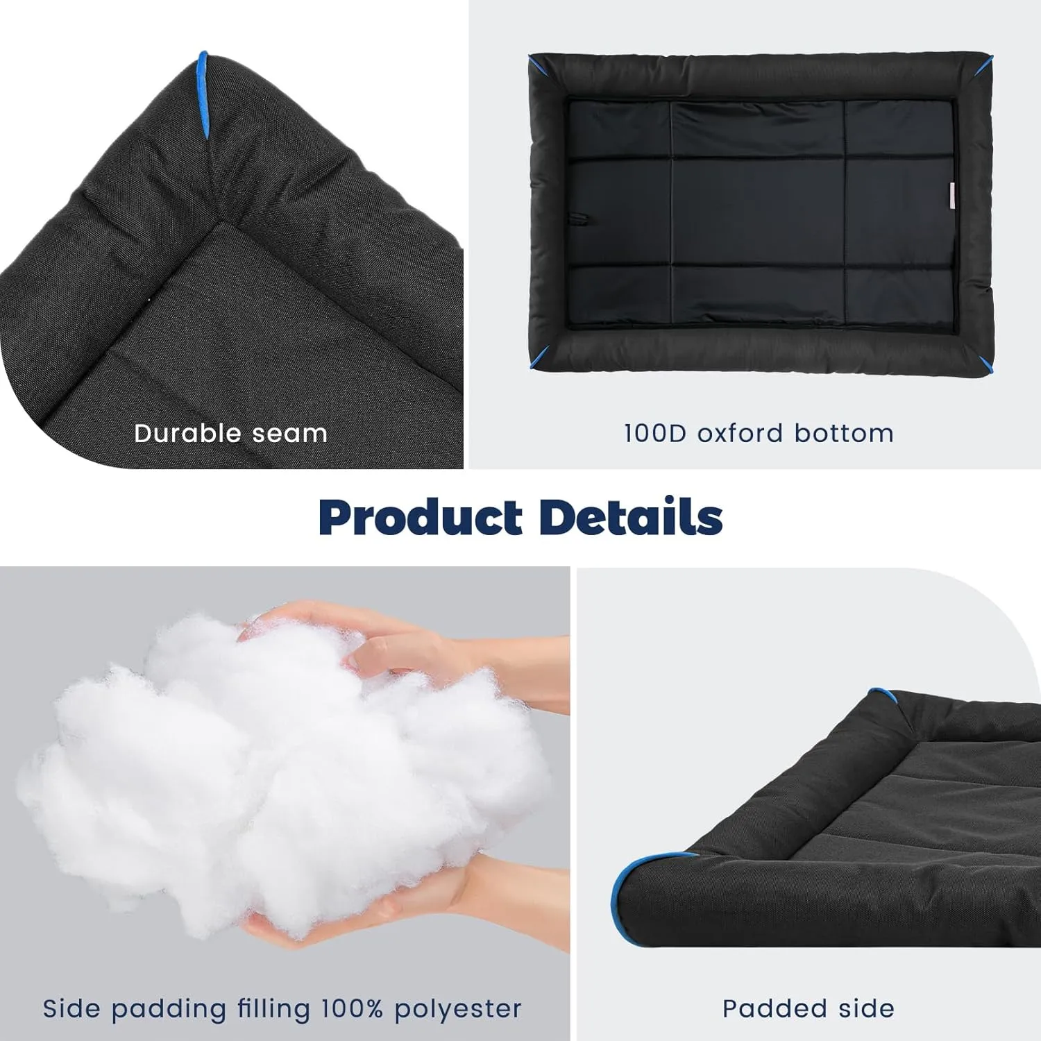 Miguel Oxford 900D Outdoor Waterproof Dog Bed for Metal Dog Crates Water-Resistant All Weather Pet Mat Durable Easy Wipe Clean Travel Indoor Outdoor Puppy Cat Crate Bed 36inch, Black