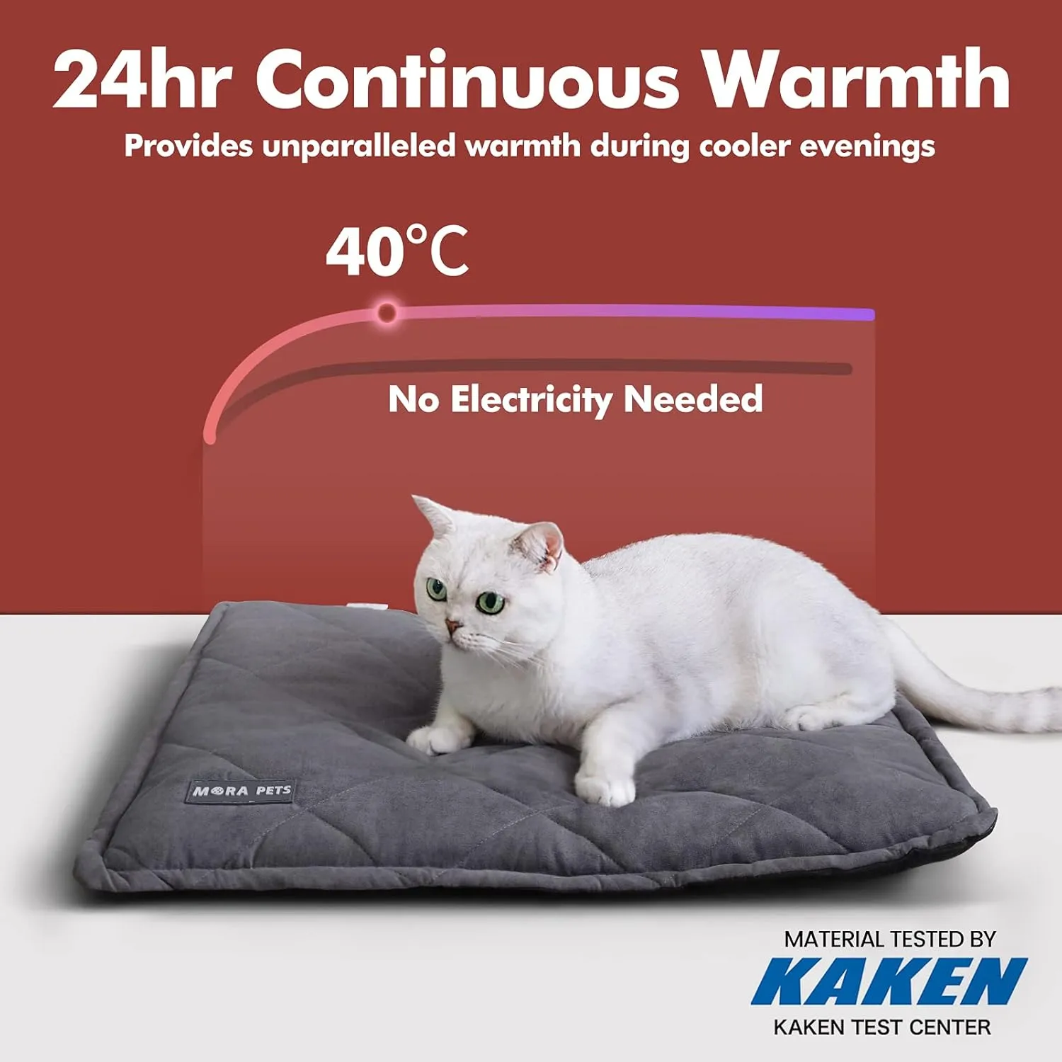 Mora Pets Self Heating Cat Bed Self Warming Cat Pad Ultra Warm Thermal Pet Bed Mat 24 x 18 Inches with Removable Cover Outdoor Indoor for Cats and Small Dogs Machine Washable
