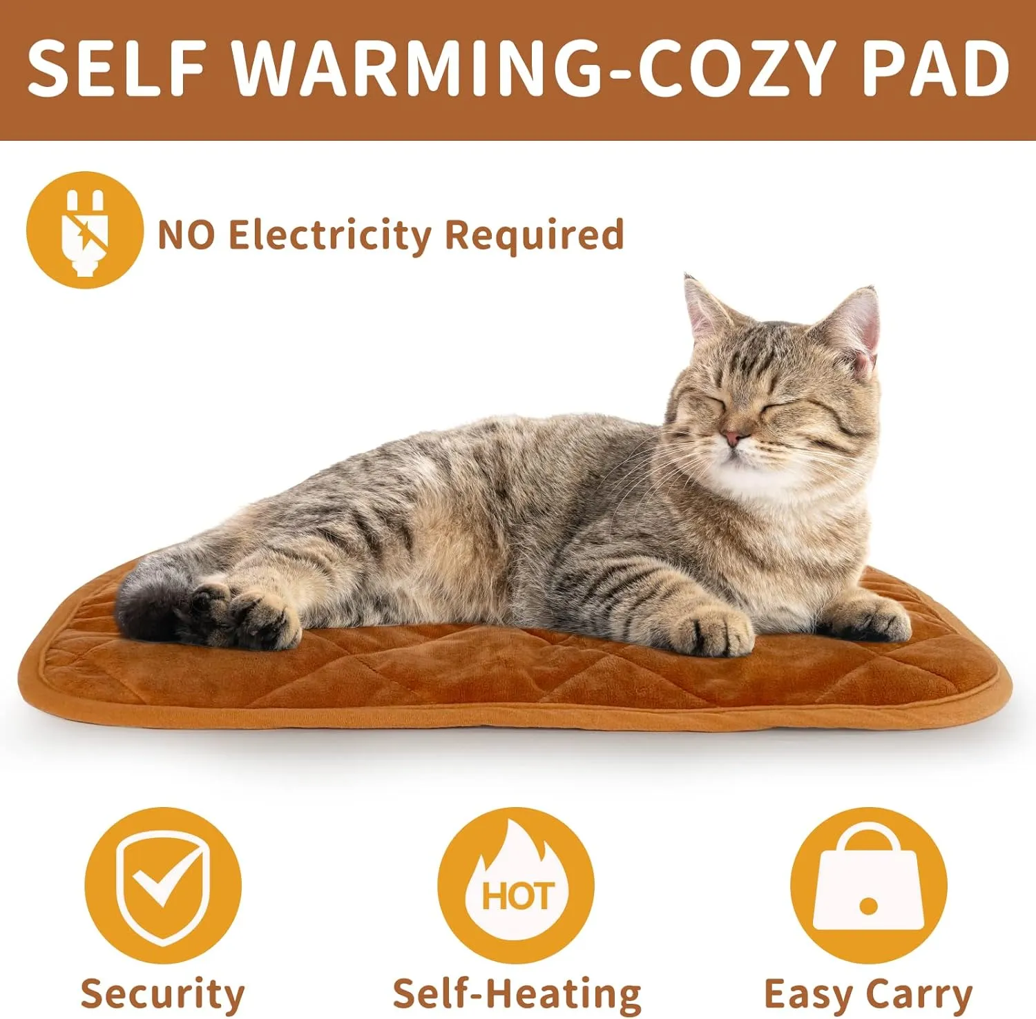 NAMOTEK Self-Warming Cat Bed Indoor/Outdoor Super Soft Self Heating Pet Mat Washable Thermal Pad for Cat & Dog 21x15.7 inch