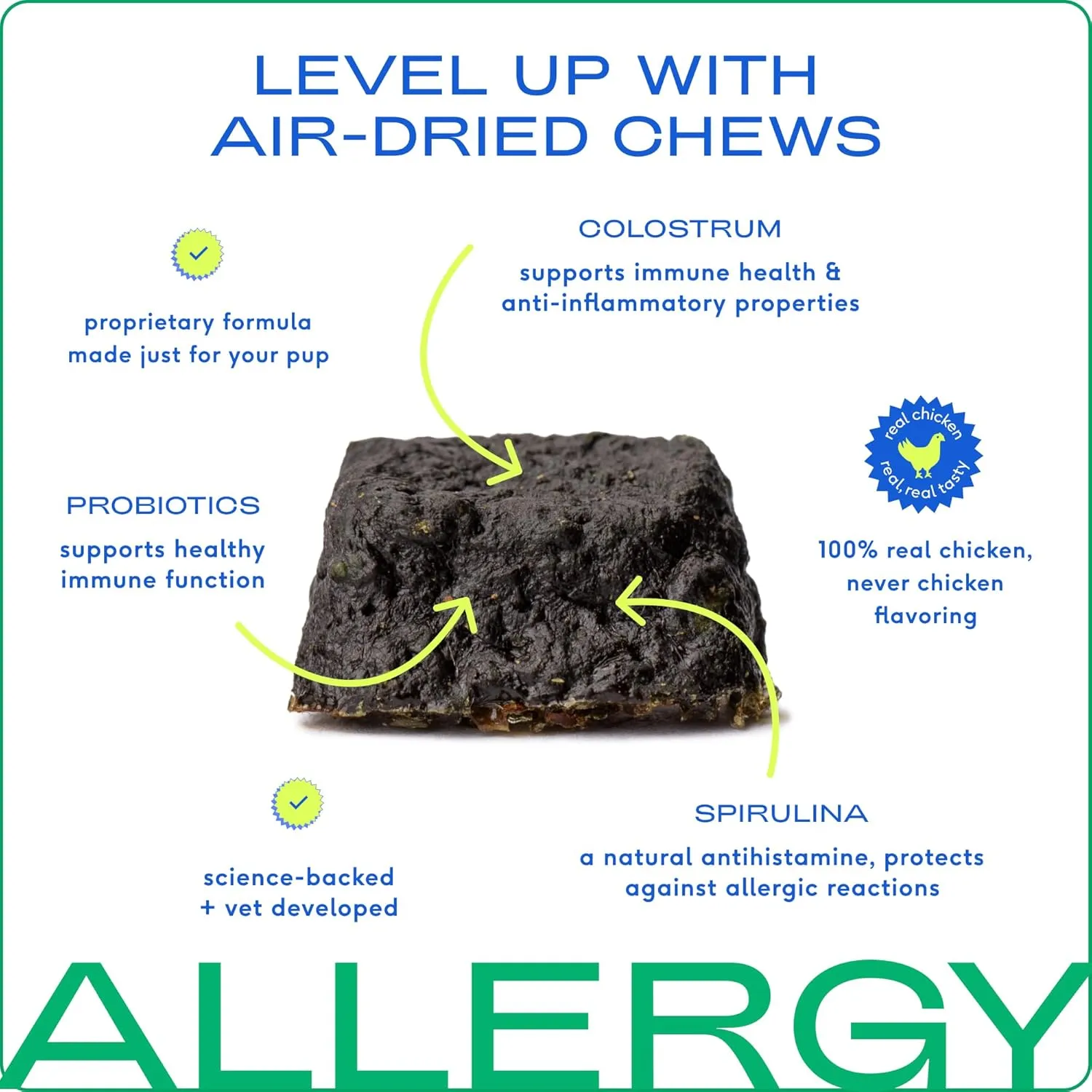 Native Pet Dog Allergy Chews - Dog Allergy Relief with Probiotics and Colostrum for Itchy Skin Relief to Support Seasonal Allergy and Healthy Immune System - All Natural Anti-Histamine - 60 Chews
