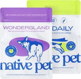 Native Pet WonderGland (60 Scoops) & The Daily Dog Supplement (120 Scoops) - Dog Anal Gland Treatment Prevent Scooting with All-Natural Organic Fiber 11 in 1 Multivitamins
