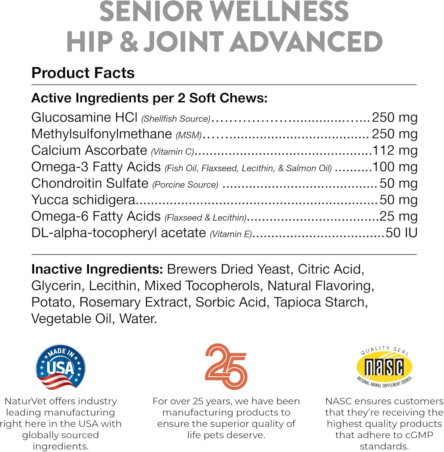 NaturVet  Senior Wellness Hip & Joint Advanced Plus Omegas | Help Support Your Pets Healthy Hip & Joint Function | Supports Joints, Cartilage & Connective Tissues | 120 Soft Chews
