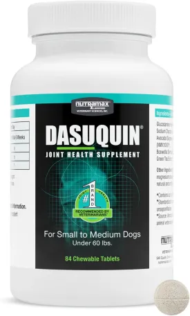 Nutramax Dasuquin Joint Health Supplement for Small to Medium Dogs - With Glucosamine, Chondroitin, ASU, Boswellia Serrata Extract, Green Tea Extract, 84 Chewable Tablets (White)