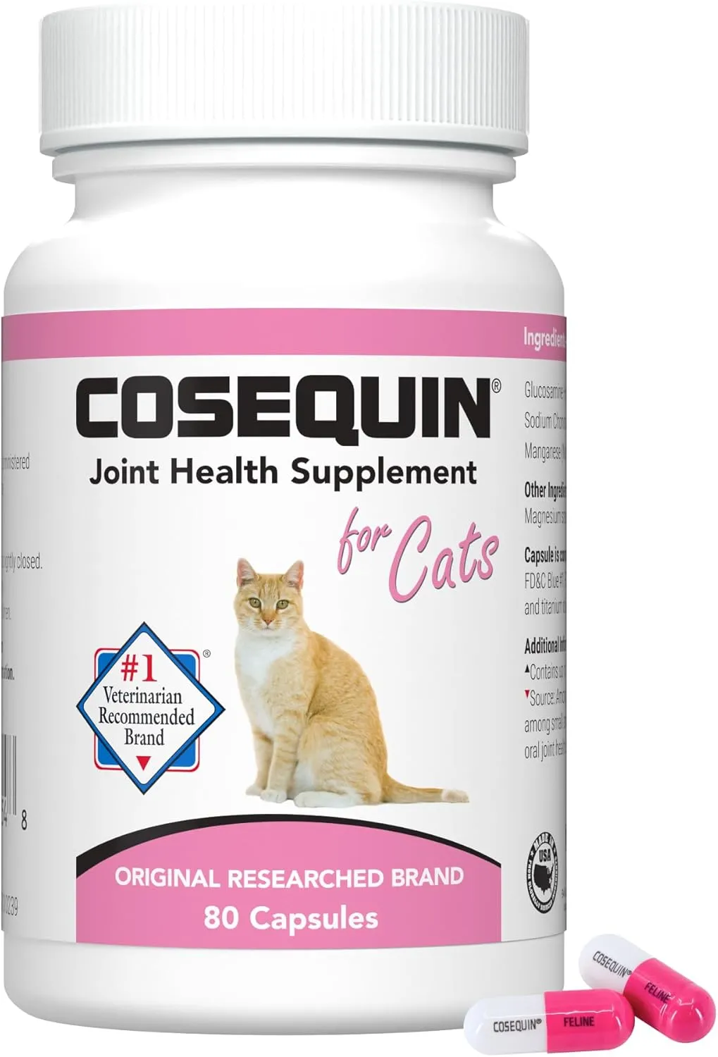 Nutramax Laboratories Cosequin Joint Health Supplement for Cats - With Glucosamine and Chondroitin, 80 Capsules