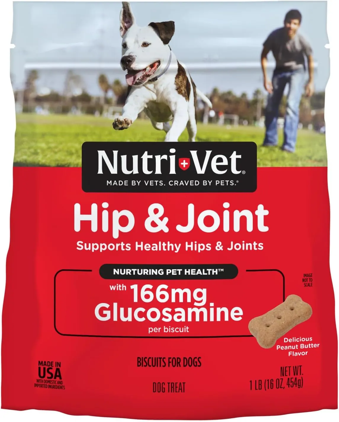 Nutri-Vet Hip & Joint Biscuits for Dogs, Dog Hip & Joint Supplement, Functional Treat, Small Sized Biscuit, 166mg Glucosamine, 16 oz Bag