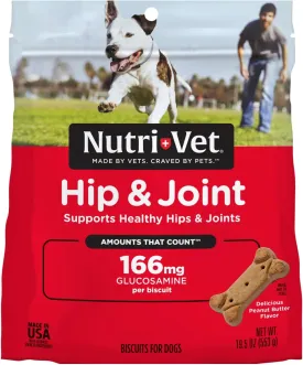 Nutri-Vet Hip & Joint Biscuits for Dogs, Dog Hip & Joint Supplement, Functional Treat, Small Sized Biscuit, 166mg Glucosamine, 19.5 oz Bag