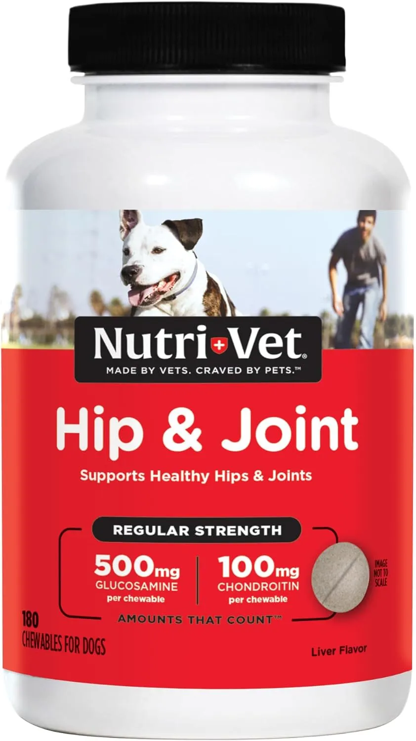 Nutri-Vet Hip & Joint Chewable Dog Supplements - Formulated with Glucosamine & Chondroitin for Dogs - 180 Count