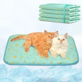 NWK 4pcs Dog Cooling Mat Ice Silk Cooling Mat for Dogs & Cats Portable & Washable Pet Blanket, Car Seats, Beds for Summer (Medium (27.5'' x 20'' x 0.3''), Green Fruit)