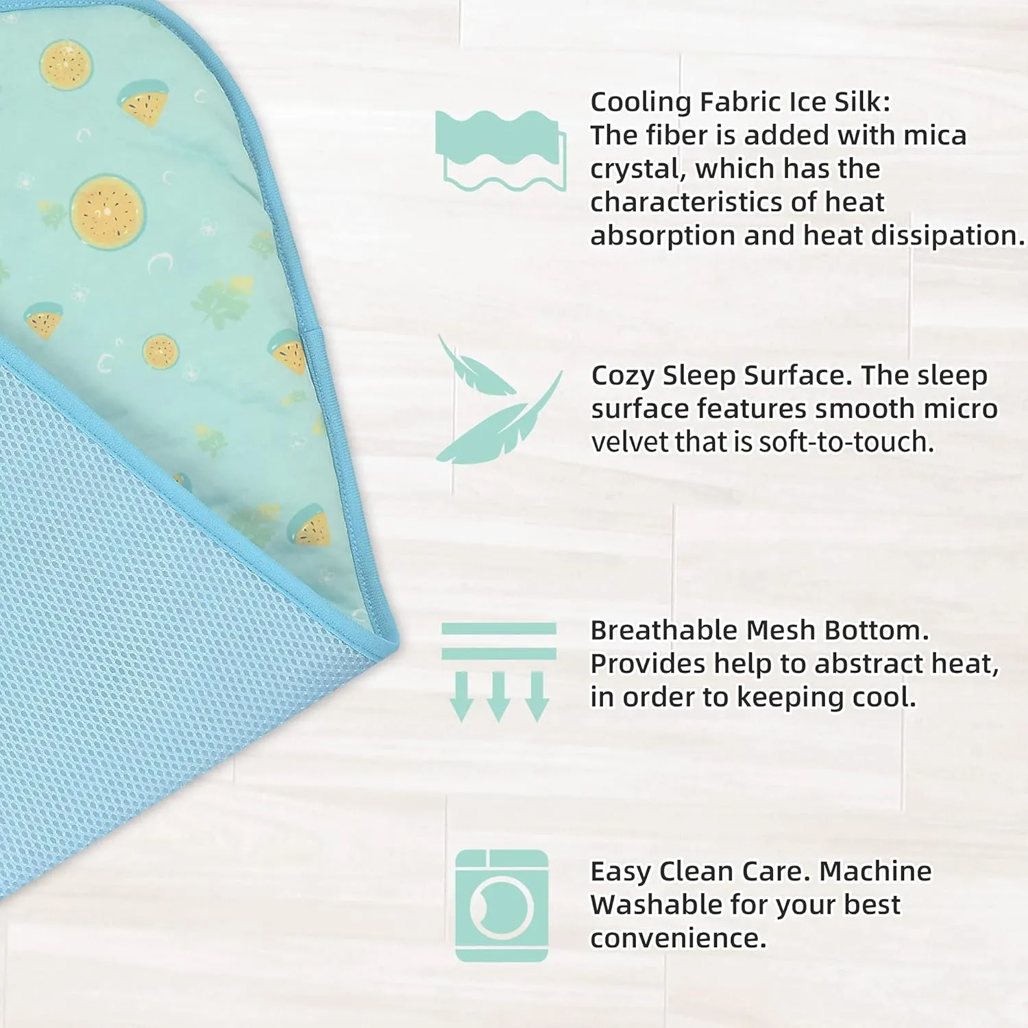 NWK 4pcs Dog Cooling Mat Ice Silk Cooling Mat for Dogs & Cats Portable & Washable Pet Blanket, Car Seats, Beds for Summer (Medium (27.5'' x 20'' x 0.3''), Green Fruit)