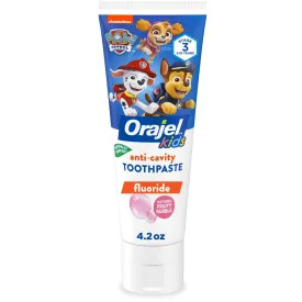 Orajel Kids Paw Patrol Anti-Cavity Fluoride Toothpaste, Natural Fruity Bubble Flavor, 4.2oz Tube