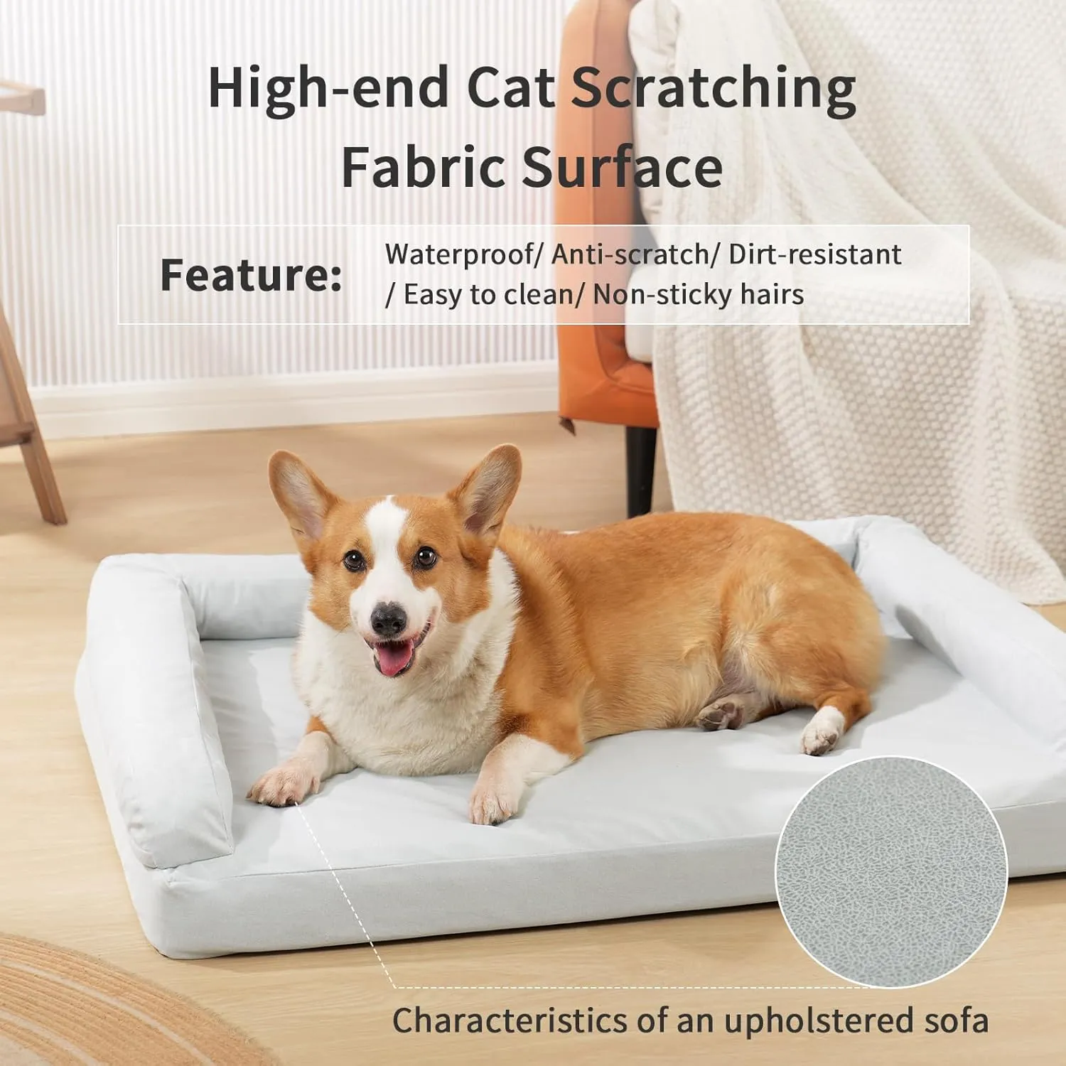 Orthopedic Durable Dog Bed, Memory Foam Dog Bed with Anti-Slip Bottom, Waterproof & Easy to Clean, Washable Egg Crate Foam Pet Couch for Small and Medium Dogs, 30''L20''6'', Grey