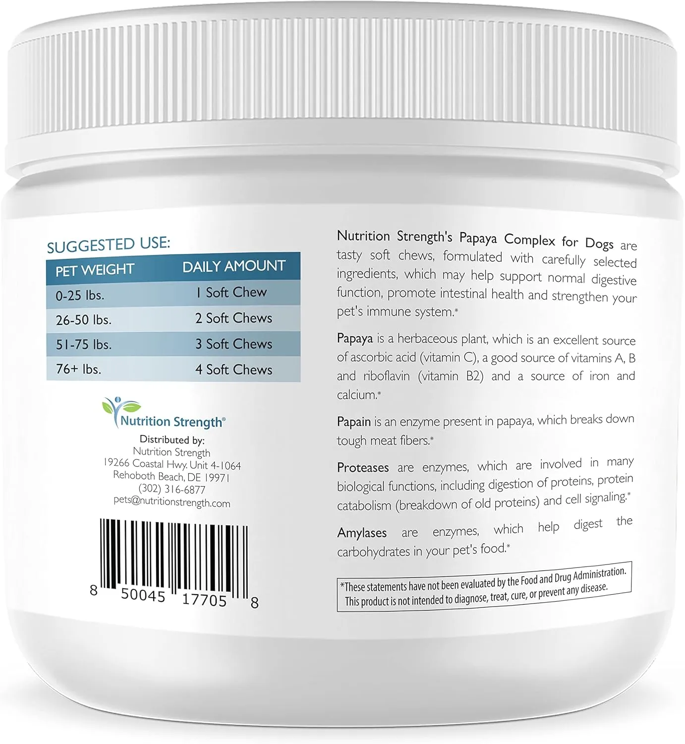 Papaya for Dogs Digestive Enzyme Complex to Support Normal Intestinal Function, Boost Immunity, with Organic Papaya Fruit   Papain, Protease & Amylase, 90 Soft Chews