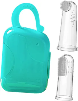 PartyKindom 1 Set Finger Toothbrush Toothbrush for Boy Girl Gentle Gum Cleaner Teething Massager Portable Design with Carry Case for Easy Use
