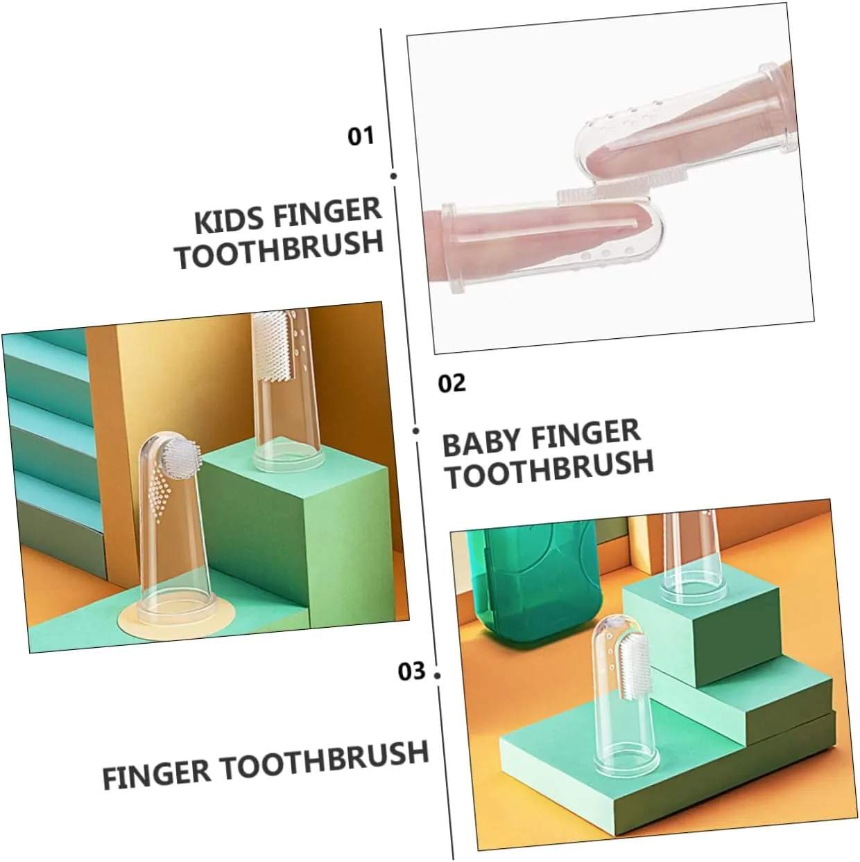 PartyKindom 1 Set Finger Toothbrush Toothbrush for Boy Girl Gentle Gum Cleaner Teething Massager Portable Design with Carry Case for Easy Use
