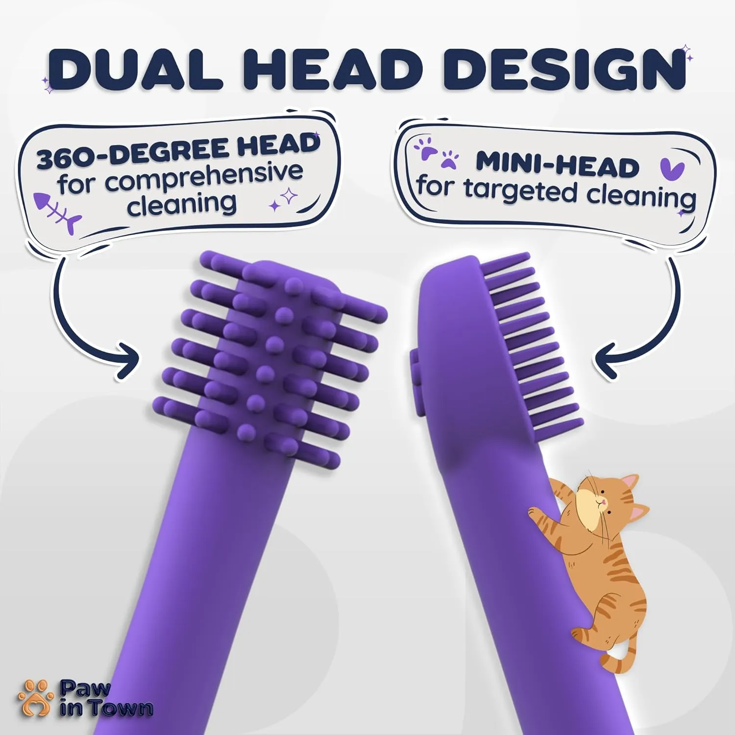 PAWINTOWN Soft Cat Toothbrush Set  Suitable for Dogs  Food Grade Silicone  Dental Care, Teeth Cleaning, Tooth Brushing Kit (Amethyst Aura)