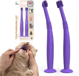 PAWINTOWN Soft Cat Toothbrush Set  Suitable for Dogs  Food Grade Silicone  Dental Care, Teeth Cleaning, Tooth Brushing Kit (Amethyst Aura)