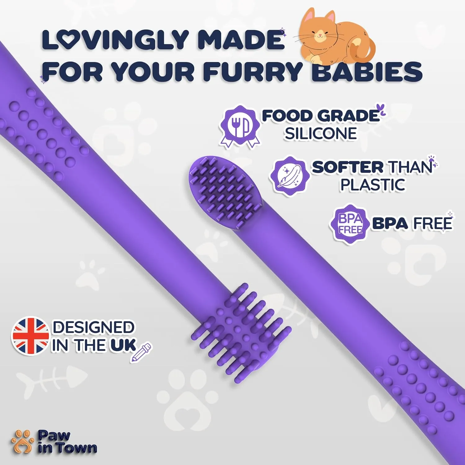 PAWINTOWN Soft Cat Toothbrush Set  Suitable for Dogs  Food Grade Silicone  Dental Care, Teeth Cleaning, Tooth Brushing Kit (Amethyst Aura)