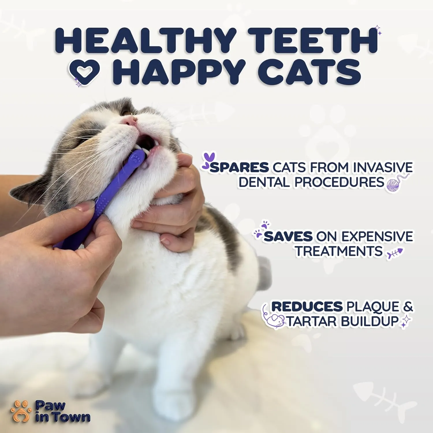 PAWINTOWN Soft Cat Toothbrush Set  Suitable for Dogs  Food Grade Silicone  Dental Care, Teeth Cleaning, Tooth Brushing Kit (Amethyst Aura)