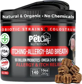 Pet Chef Allergy Defender - Natural Dog Allergy Relief Chews - Effective Medicine for All Dog Allergies, Environment & Household Irritant Prevention - Safe & Strong Dog Allergy Supplements for Dogs