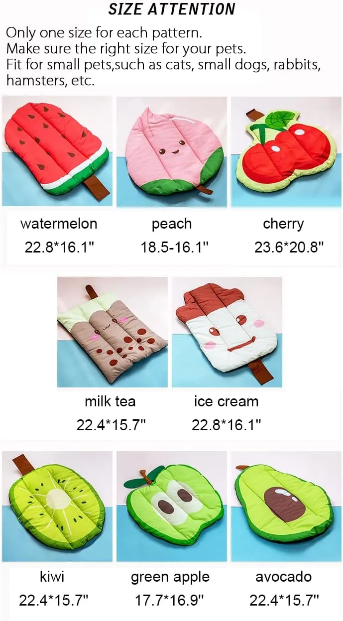 Pet Cooling Mat with Fruit Pattern for Summer,Cooling Pad for Cats and Small Dogs,Washable Pet Cooling Mat for Kennel Floor Car Seat Universal for All Seasons(Kiwi)