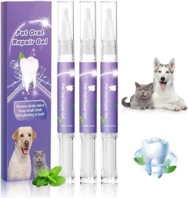 Pet Oral Repair Gel for Dogs, 2025 New Pet Oral Restoration Whitening Gels, Dog Teeth Cleaning Pen, Pet Teeth Care Gels Cleaner Teeth & Fresher Breath, Pets Toothbrush Pen for Dogs & Cats (2)