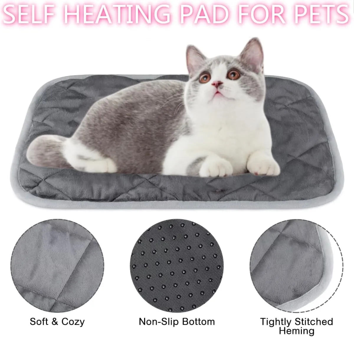 Pet Self Heating Pad for Cat Dog Keep Pet Toasty Reflective Heat Mat Non-Slip Washable Thermal Pad 20"x16"