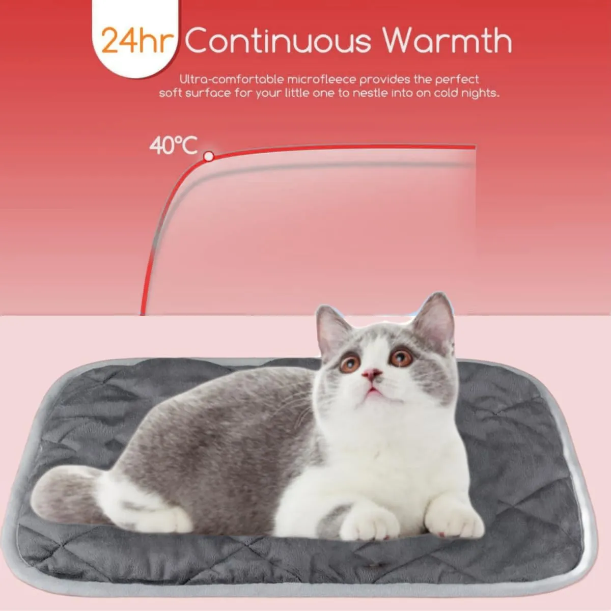 Pet Self Heating Pad for Cat Dog Keep Pet Toasty Reflective Heat Mat Non-Slip Washable Thermal Pad 20"x16"