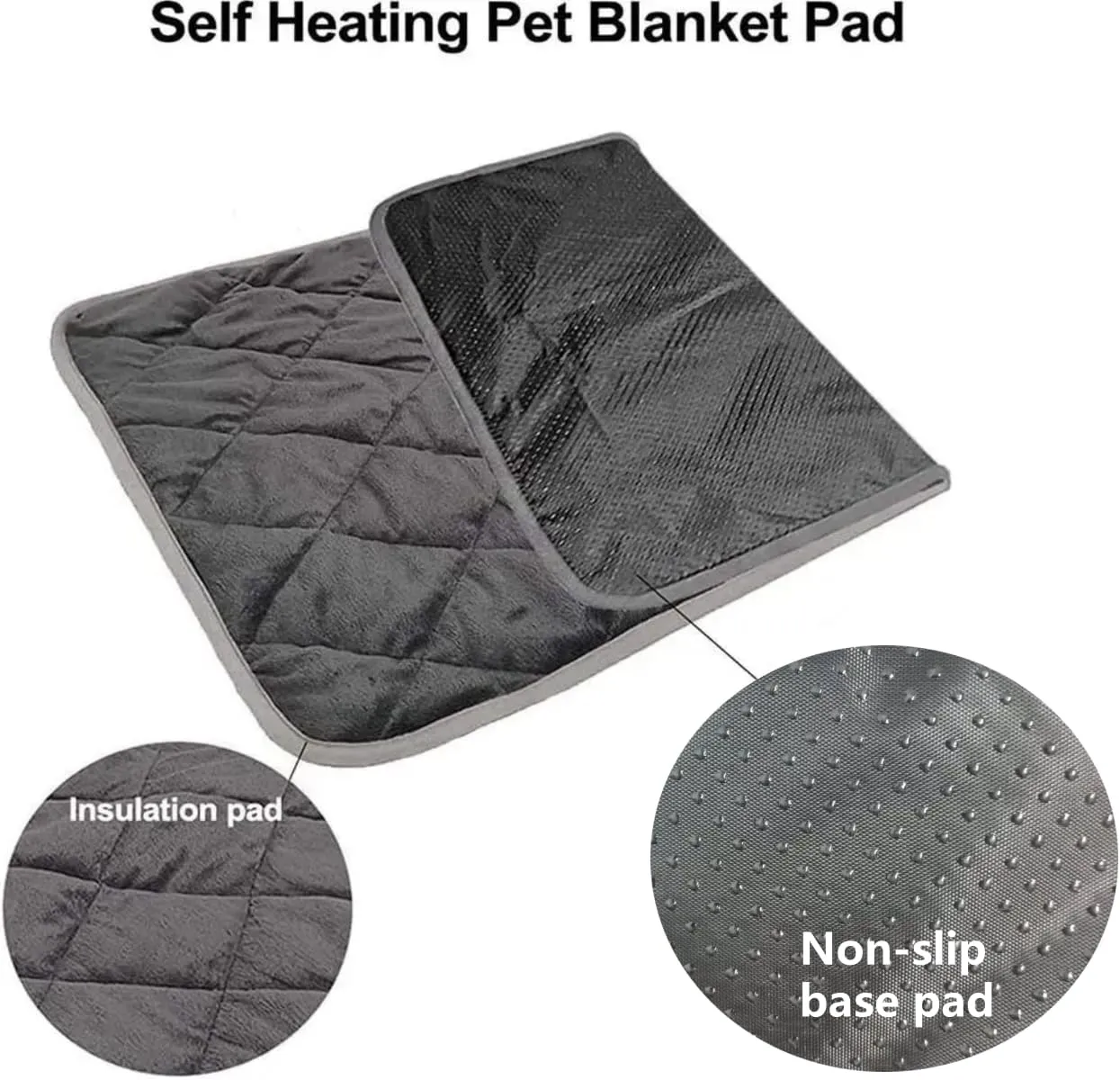 Pet Self Heating Pad for Cat Dog Keep Pet Toasty Reflective Heat Mat Non-Slip Washable Thermal Pad 20"x16"
