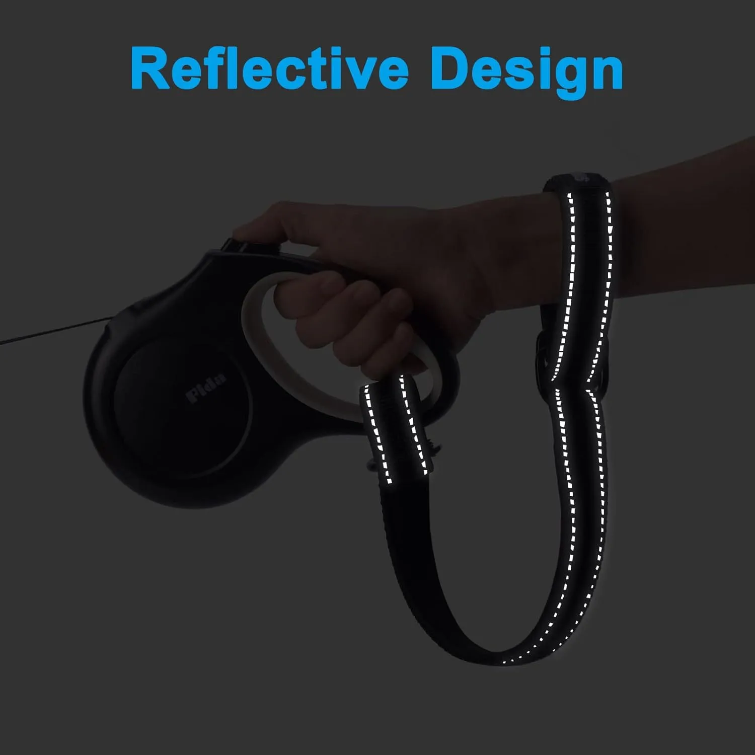PetBonus Short Dog Leash, Safety Wrist Strap for Retractable Dog Leash, Reflective Design and Adjustable Soft Padded Handle, Extra Layer Security for Pet Stroller (Black)