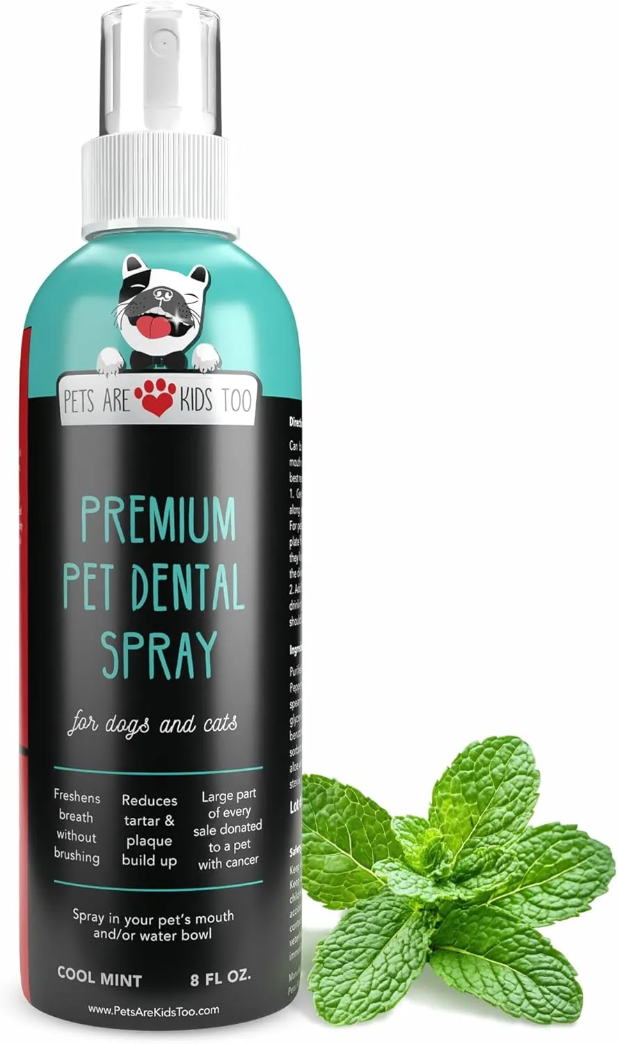 Pets are Kids Dog Dental Spray - 8oz Premium Dog Breath Spray & Dental Care - Natural Breath Freshener, Fights Tartar, Plaque & Gum Disease, Mouthwash for Dogs & Cats - Mint Formula Water Additive