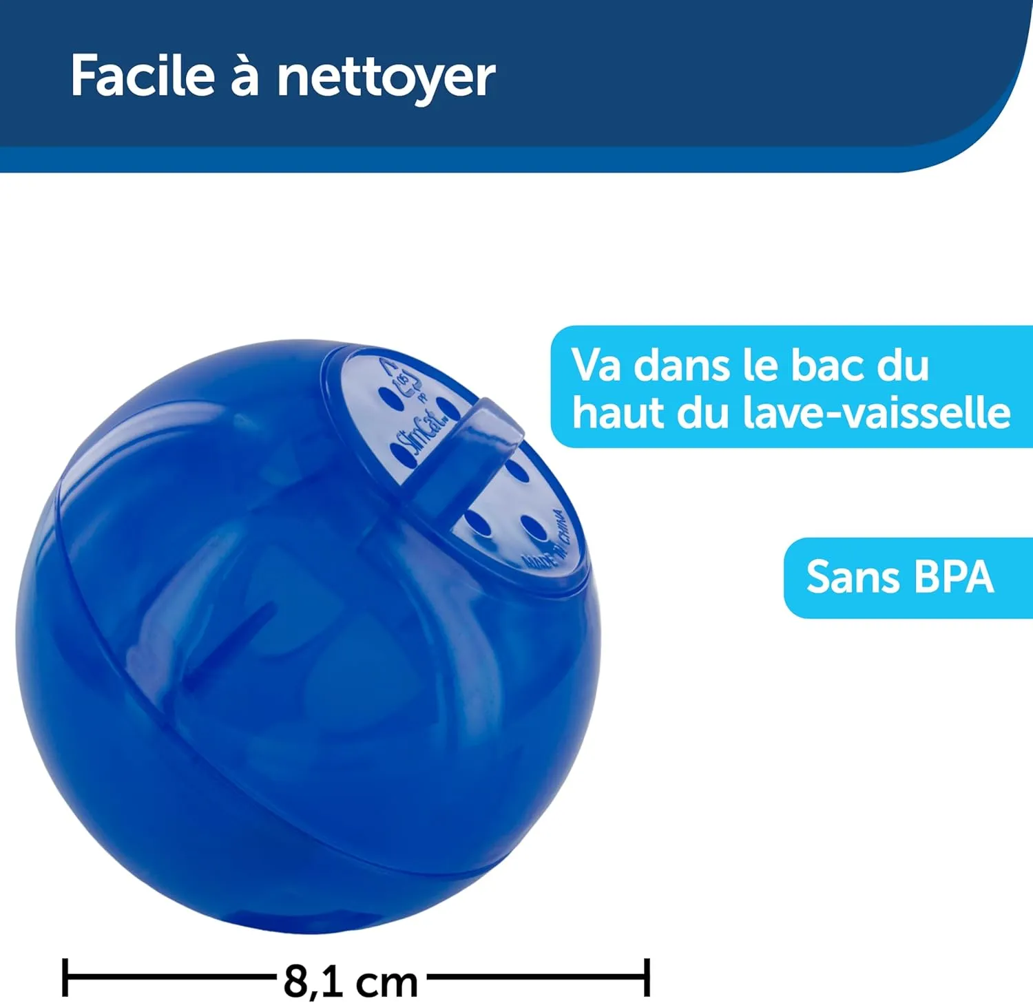PetSafe Slimcat Slow Feeder Ball for Cats - Interactive Puzzle Game for Your Cat - Fill with Food and Treats - Great for Indoor Play for Kittens and Adult Cats, Portion Control and Fast Eaters (Blue)