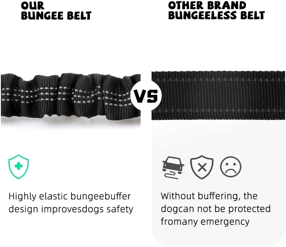 PETSPLAZA Dog Seat Belt, Retractable Dog Car Harness Adjustable Dog Seat Belt for Vehicle Nylon Pet Safety Seat Belts Heavy Duty & Elastic (Black)