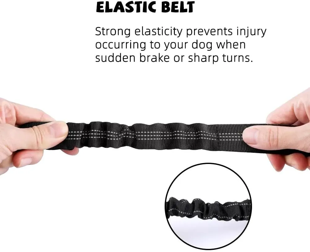PETSPLAZA Dog Seat Belt, Retractable Dog Car Harness Adjustable Dog Seat Belt for Vehicle Nylon Pet Safety Seat Belts Heavy Duty & Elastic (Black)