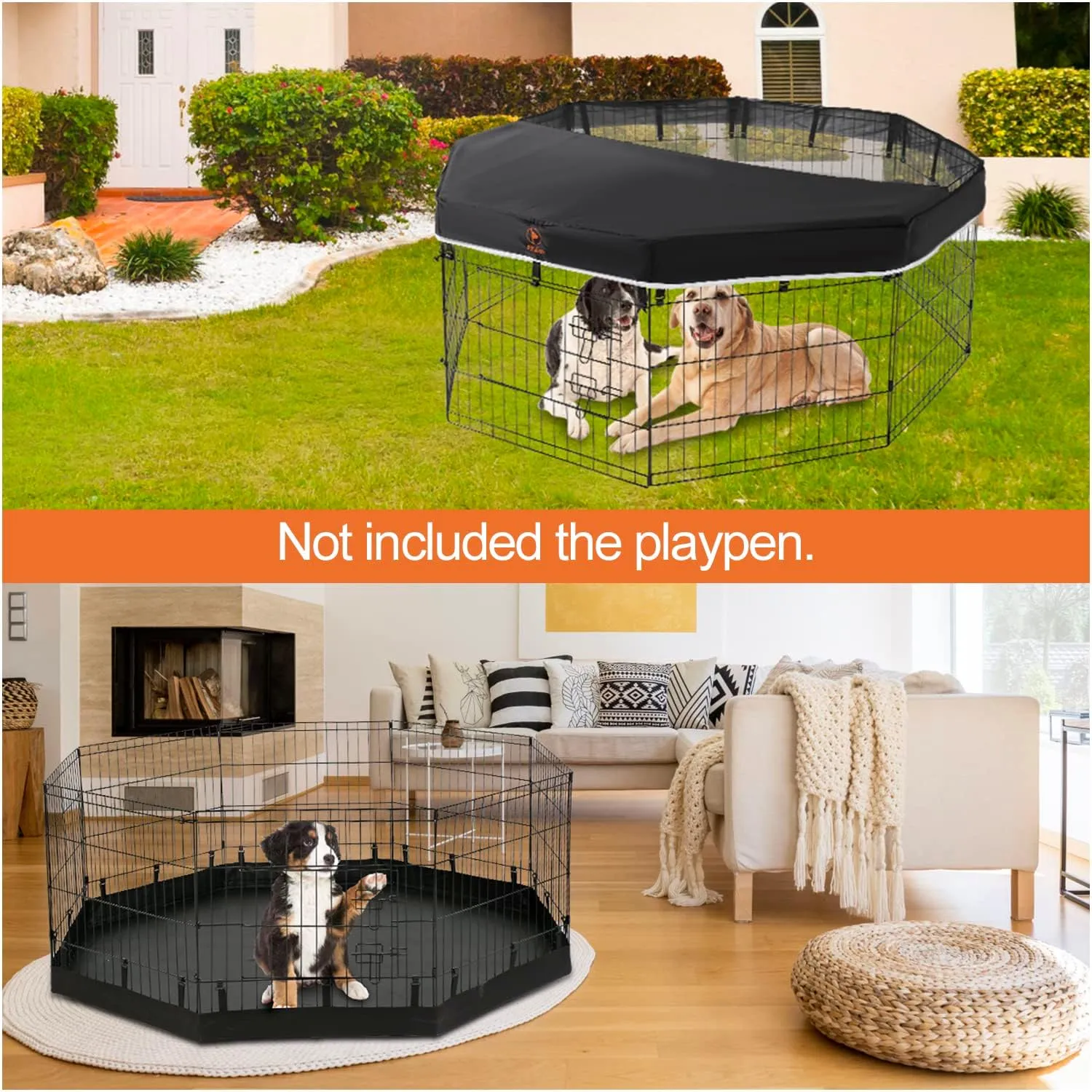 PJYuCien Mesh Top Cover - Fits 8 Panels 24 Inch Width Plastic/Metal Pet Pen Octagonal Dog Playpen (Note: Only Pen Top Cover, NO PLAYPEN!!!)