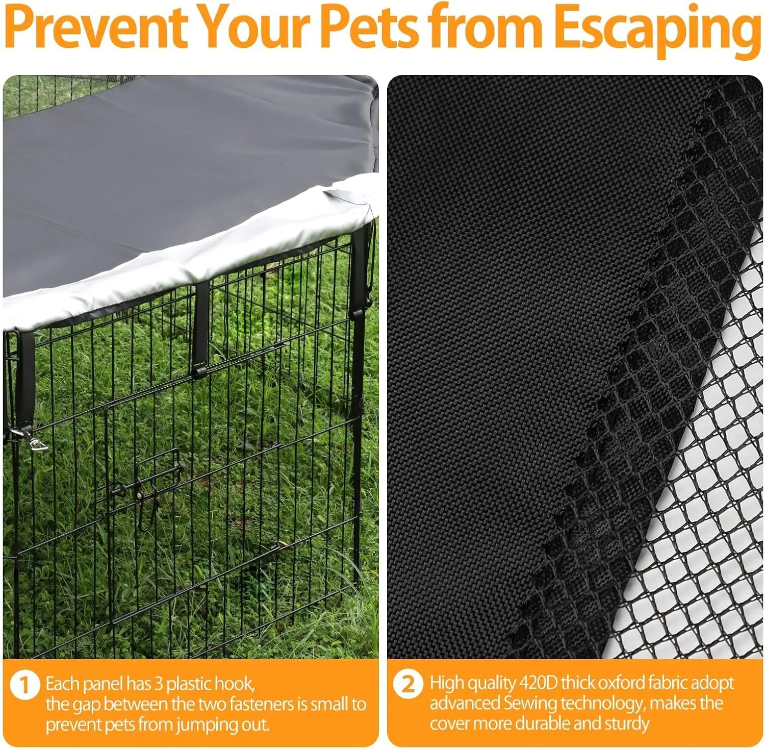 PJYuCien Mesh Top Cover - Fits 8 Panels 24 Inch Width Plastic/Metal Pet Pen Octagonal Dog Playpen (Note: Only Pen Top Cover, NO PLAYPEN!!!)