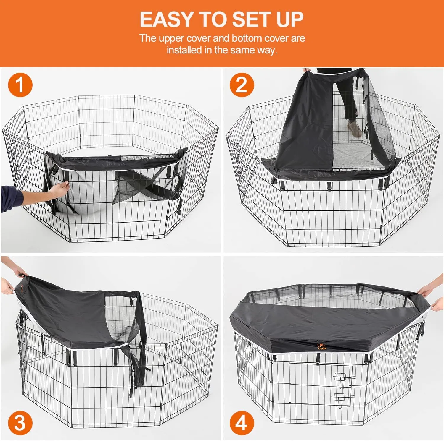 PJYuCien Mesh Top Cover - Fits 8 Panels 24 Inch Width Plastic/Metal Pet Pen Octagonal Dog Playpen (Note: Only Pen Top Cover, NO PLAYPEN!!!)