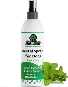 Premium Dental Spray for Dogs & Cats | Tartar Control & Minty Fresh Breath | Cat & Dog Teeth Cleaning Essential | Tooth Plaque Remover & Dog Breath Freshener | 6.7 oz
