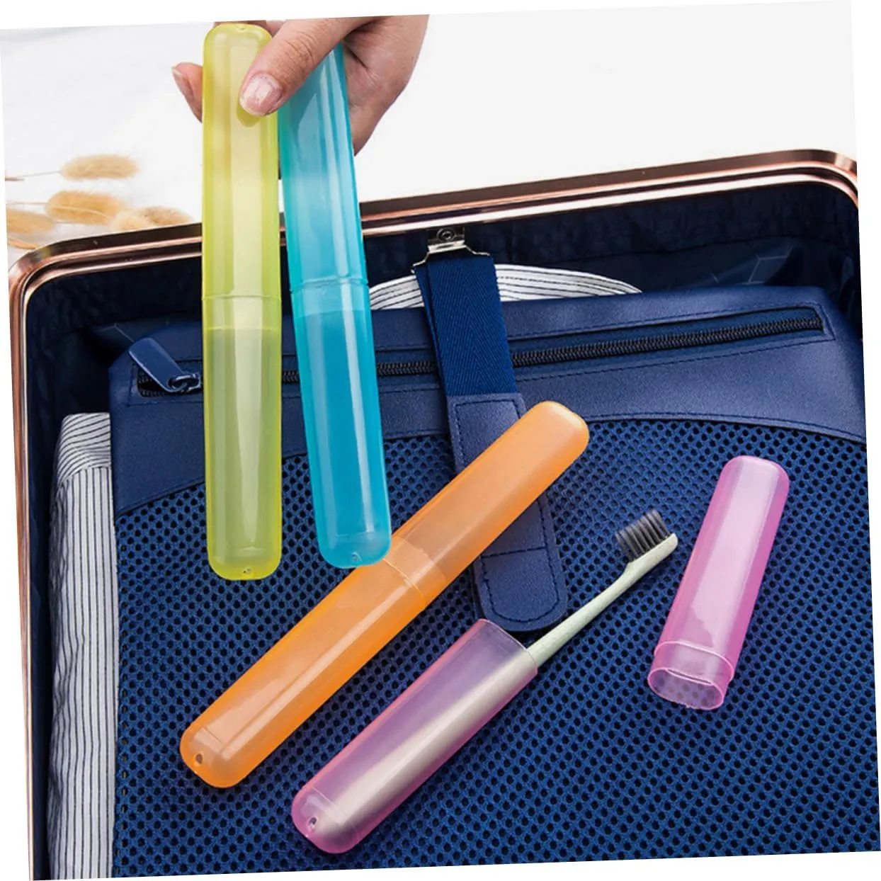 PRETYZOOM 4sets Toothbrush Travel Case Airtight Toothbrush Protector Cover Compact Storage for and Toothpaste Perfect for Travel Camping and Business Trips 21pcs*4
