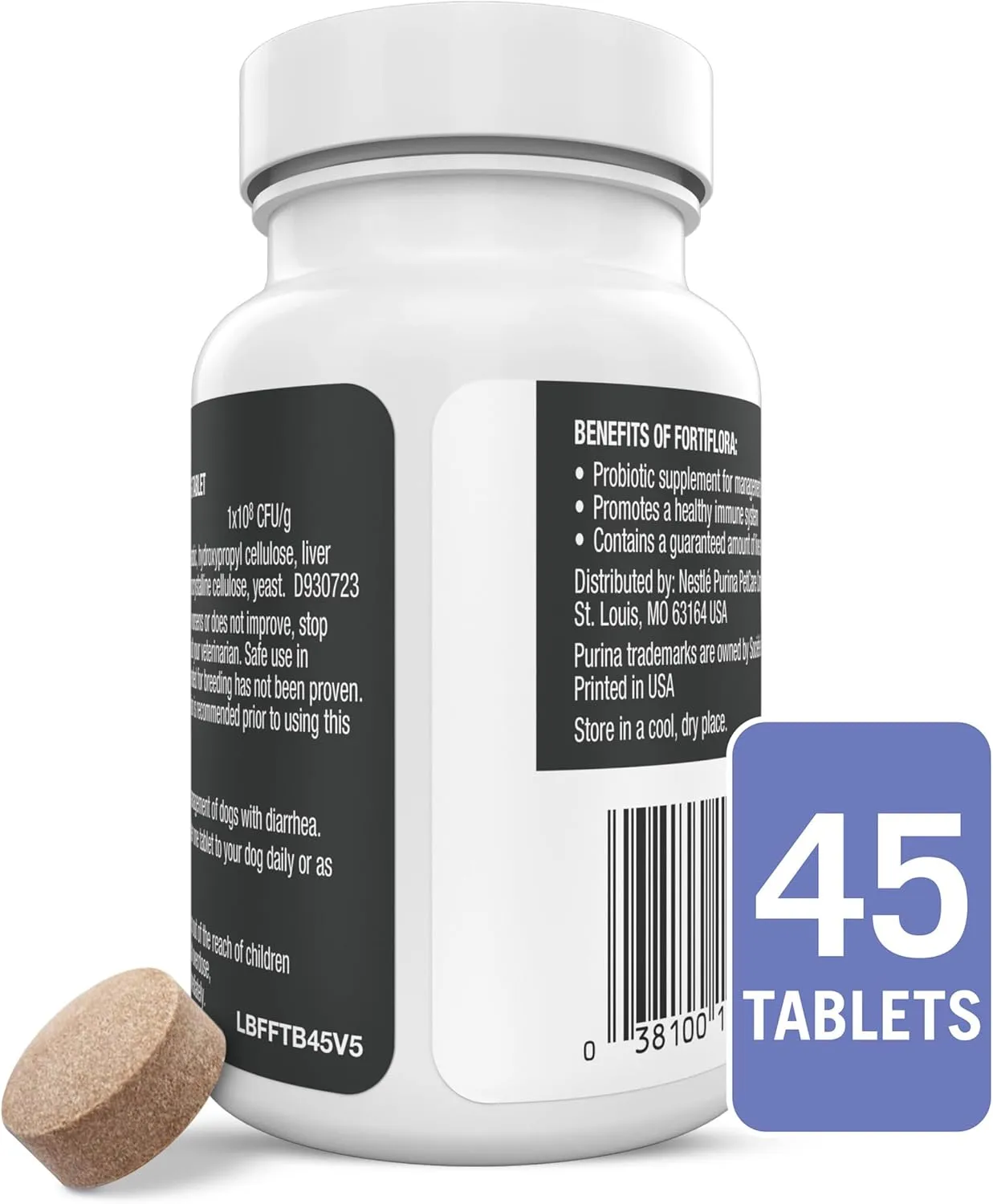Purina Pro Plan Veterinary Supplements FortiFlora Chewable Dog Probiotic Supplement Tablets - 45 ct. Canister