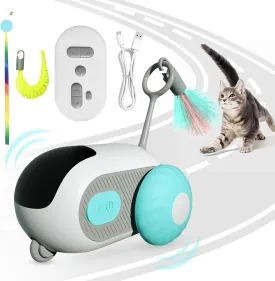 Remote Control Smart Electric Interactive Cat Toy Smart Turbo Tail Automatic Car Toys for Indoor Bored Cats Robot Rc Cat Mental Stimulation Toys Usb Rechargeable Gravity-Sensing Movement Pet Toy